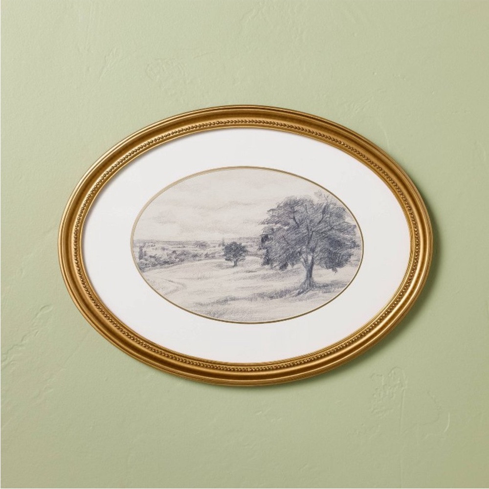 Horizontal Oval Landscape Sketch Framed Wall Art - Hearth & Hand™ with Magnolia